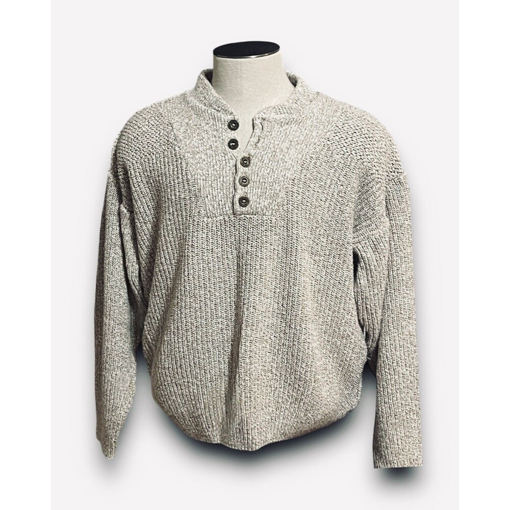 Vintage Eddie Bauer Heavy Knit Fishing Sweater Men’s Medium Beige Made In USA